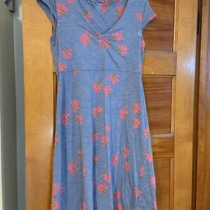 Horny Toad Gray and Pink Floral Midi Dress